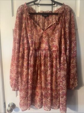 Aakaa Floral Mini Peasant Dress Size Large